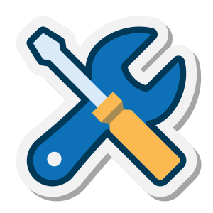 Cartoon wrench and screwdriver